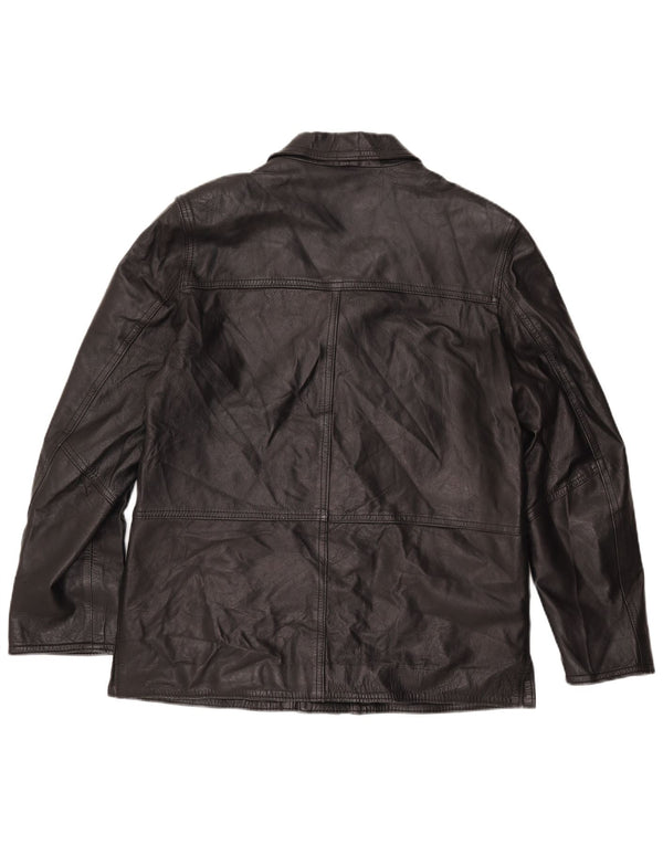 VINTAGE Herre Læderjakke UK 42 XL Sort Læder