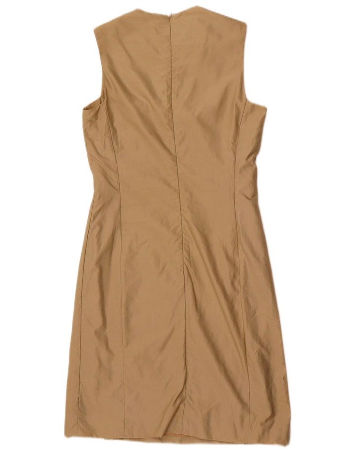 Trussardi Dame Ærmeløs Skede Kjole IT 40 Lille Beige Polyamid