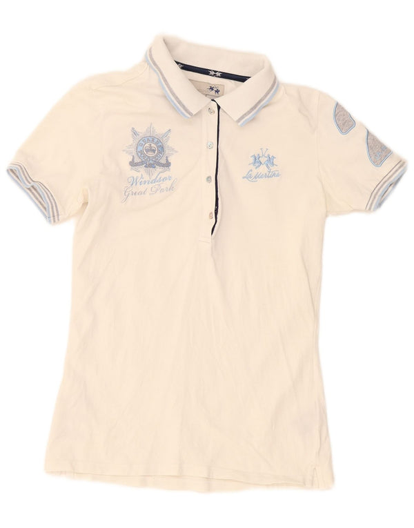 La Martina Graphic Polo Shirt til kvinder US 1 XS White Colourblock