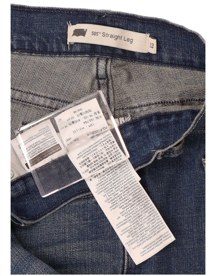 LEVI'S Dame 505 lige jeans US 12 Large W31 L29 Blå Bomuld