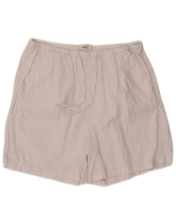 Marks & Spencer kvinders højtaljede chinoshorts UK 14 Large W32 White Linen
