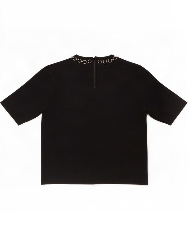 Zara Womens Crop Bluse Top UK 10 Small Black Viscose