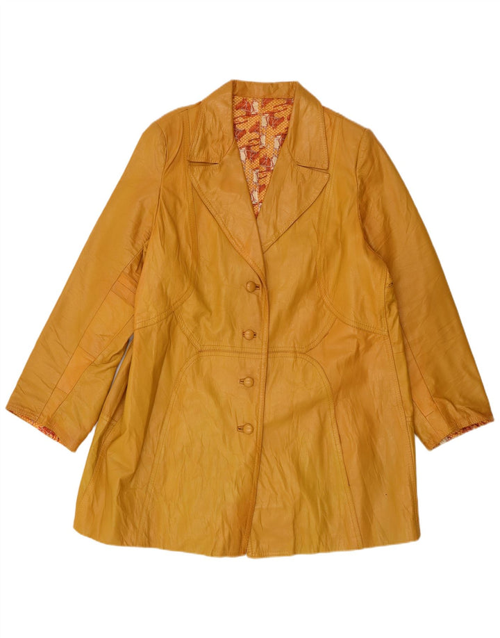 Vintage dame læderfrakke UK 14 Large Yellow