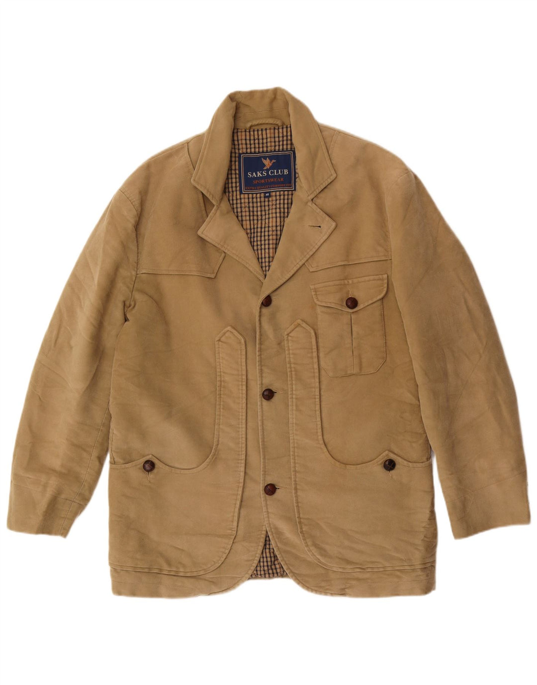 Saks Club Herre 3-knaps blazerjakke IT 48 Medium Beige