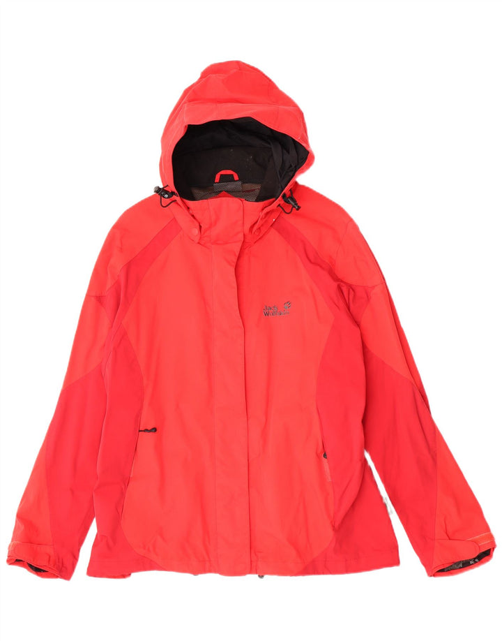Jack Wolfskin Dame Hætte Regnjakke UK 22/24 2XL Rød