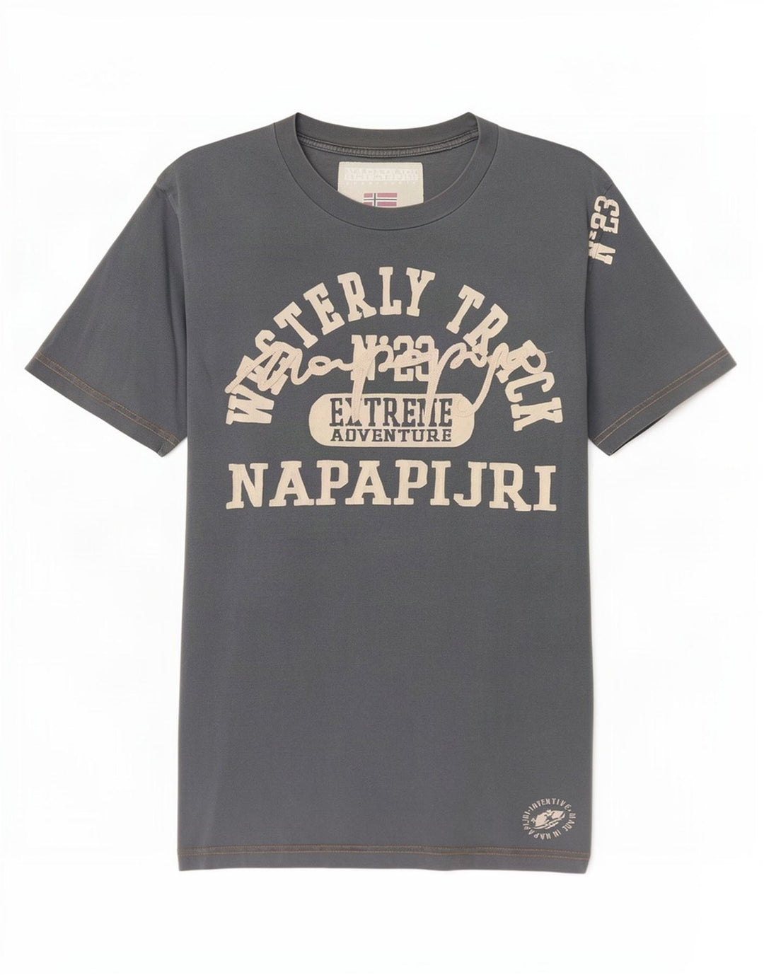 Napapijri Herre grafisk T-shirt Top Stor grå bomuld
