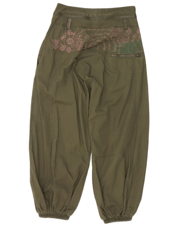 Desigual kvinders grafiske haremsbukser EU 38 Medium W28 L20 Khaki Floral