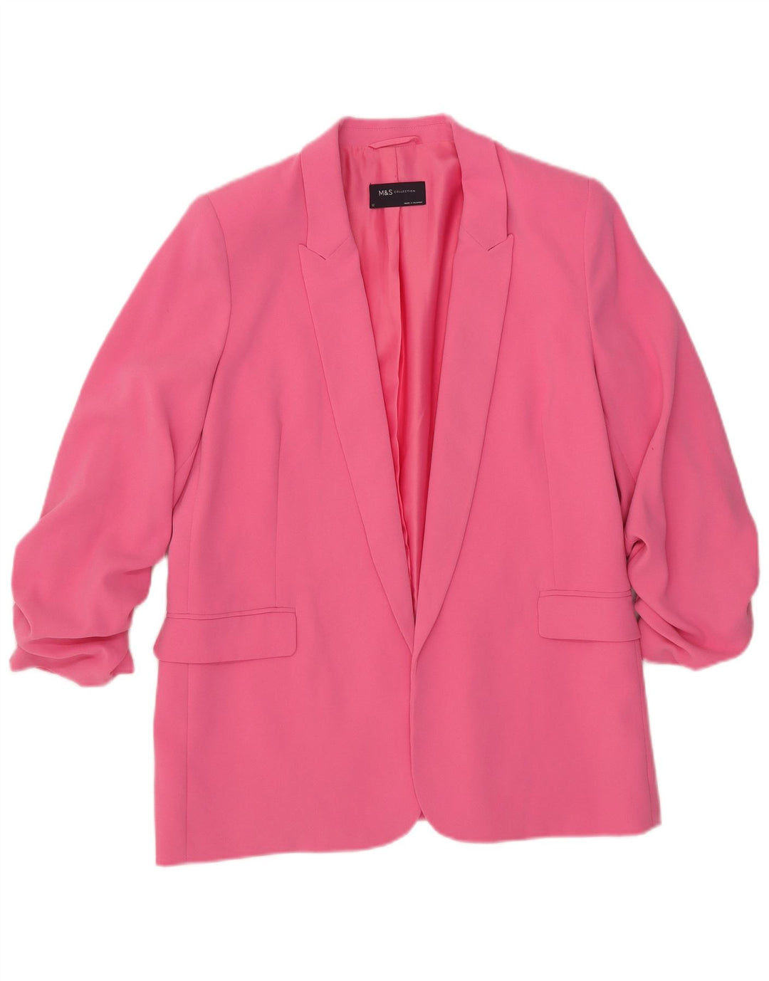 Marks & Spencer Dame 3/4 ærmet åben blazerjakke UK 12 Medium Pink