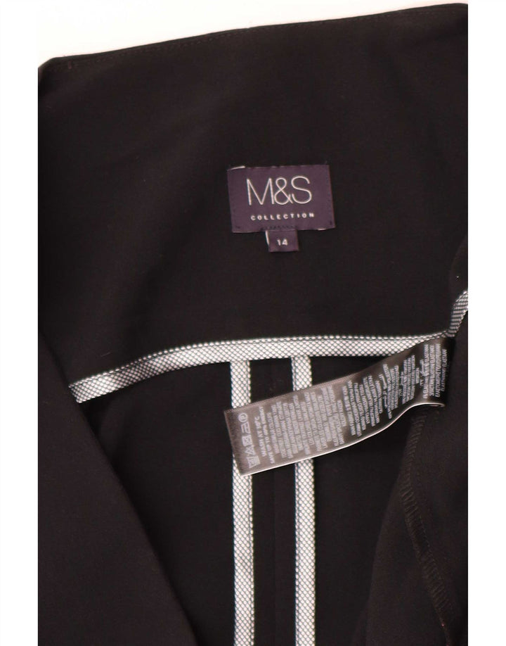 Marks & Spencer Womens Open Blazer Jacket UK 14 Medium Black Polyester
