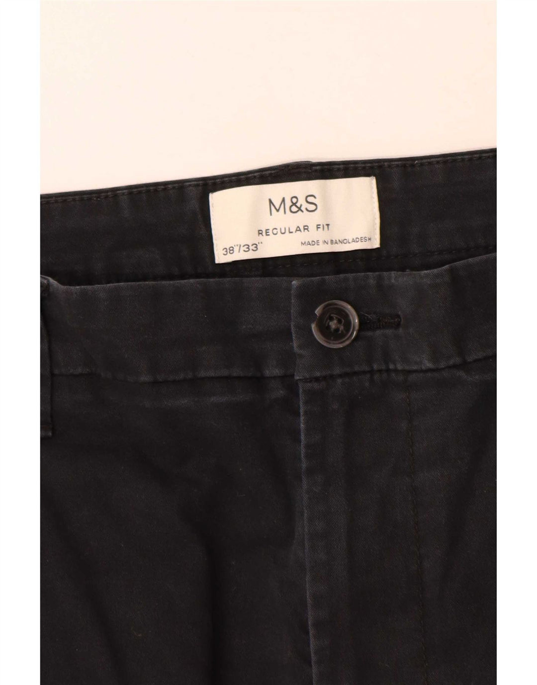 Marks & Spencer Herre Regular Fit Chinobukser W38 L33 Sort bomuld