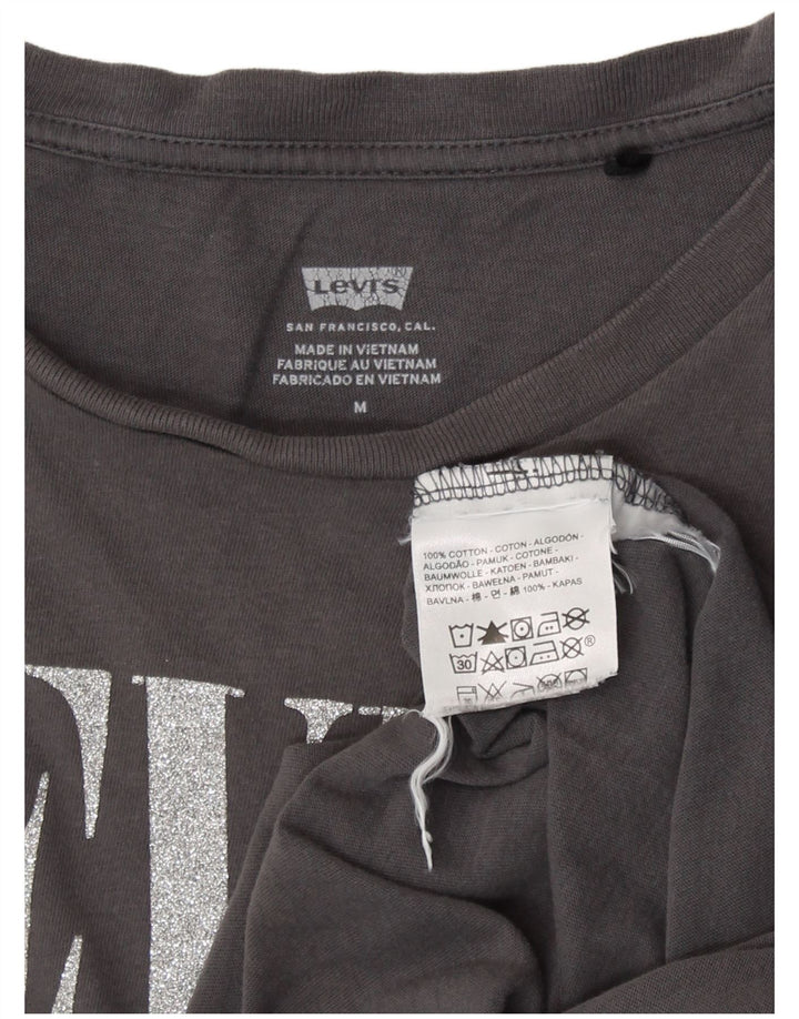 Levi's Dame Grafisk T-Shirt Top UK 12 Medium Grå Bomuld