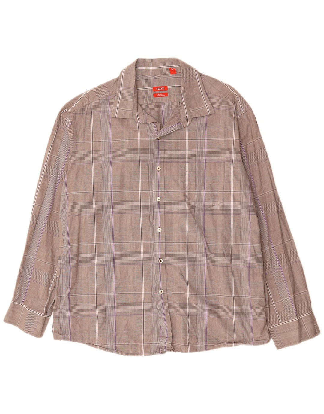 IZOD Slim Fit skjorte til mænd 2XL grå plaid bomuld