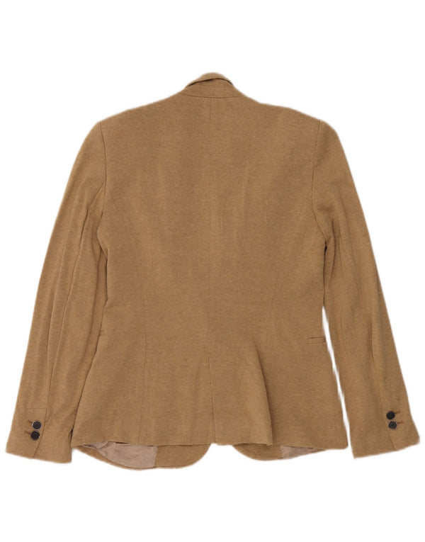 Zara Dame 1 Knap Blazer Jacket UK 10 Small Beige Viscose