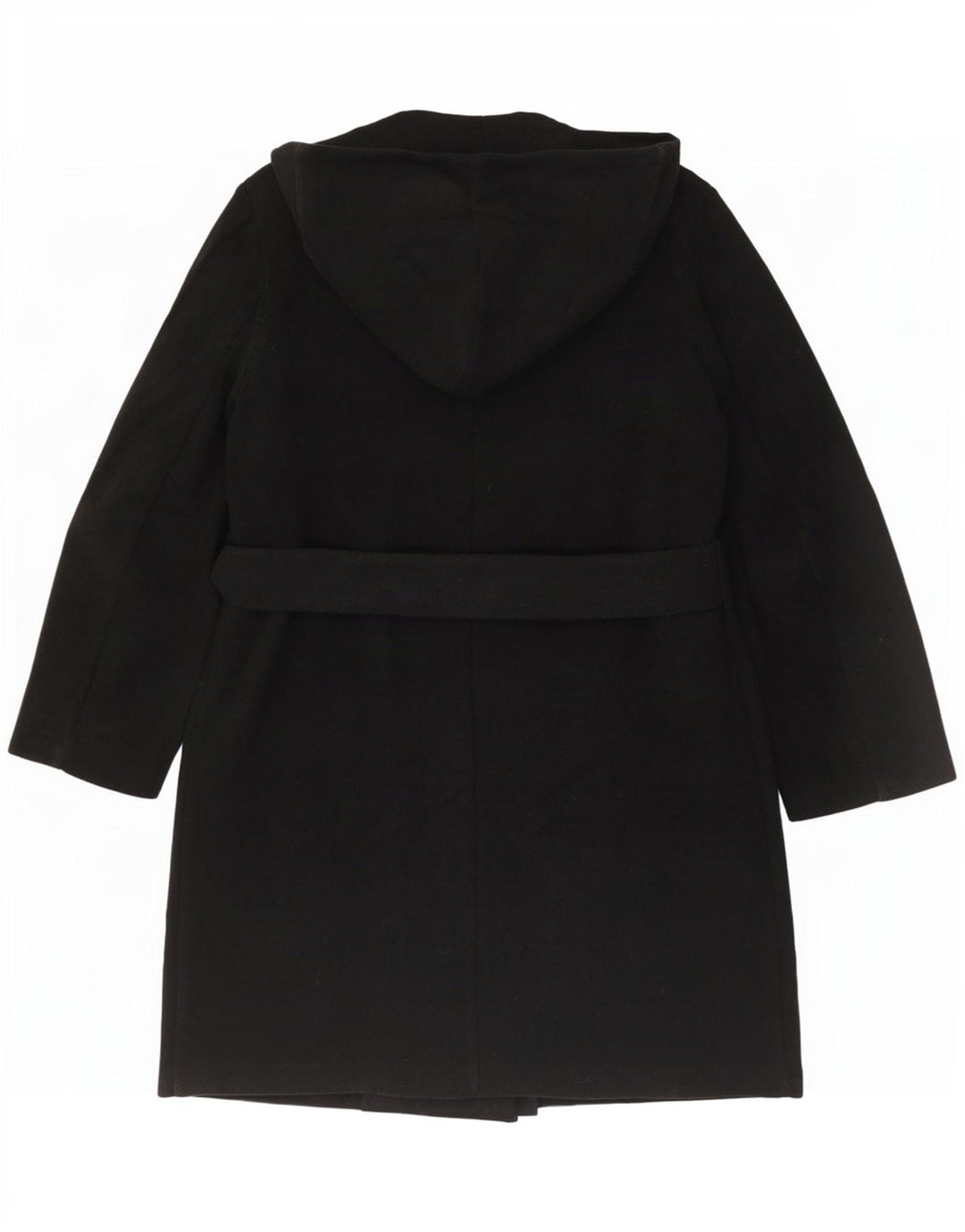 Zara Dame Hætte Dobbeltradet Frakke UK 18 XL Sort Polyester
