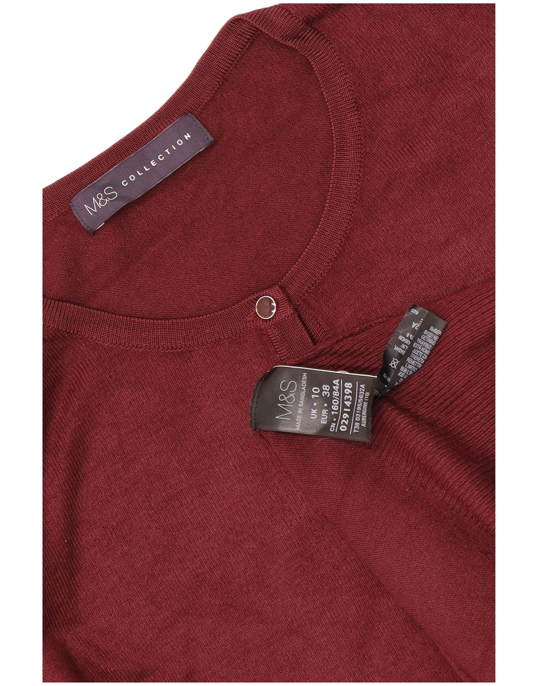 Marks & Spencer Dame Cardigan Sweater UK 10 Small Maroon Viscose