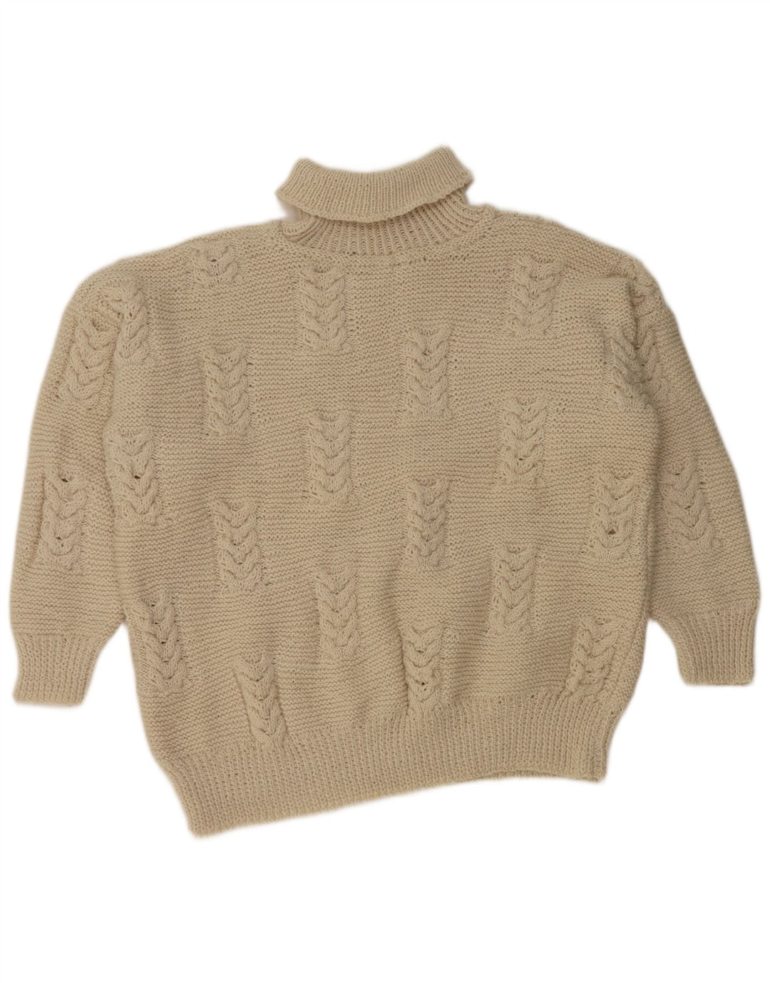 Vintage Dame Crop Roll Neck Jumper Sweater UK 20 2XL Off White