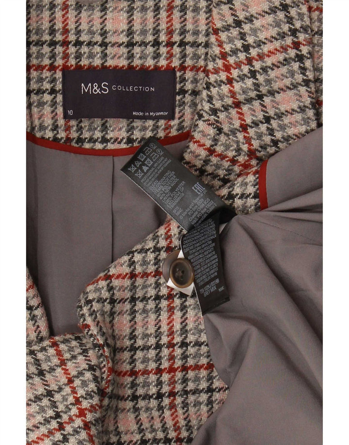 Marks & Spencer Dame 2-knaps blazerjakke UK 10 Small Grey Houndstooth
