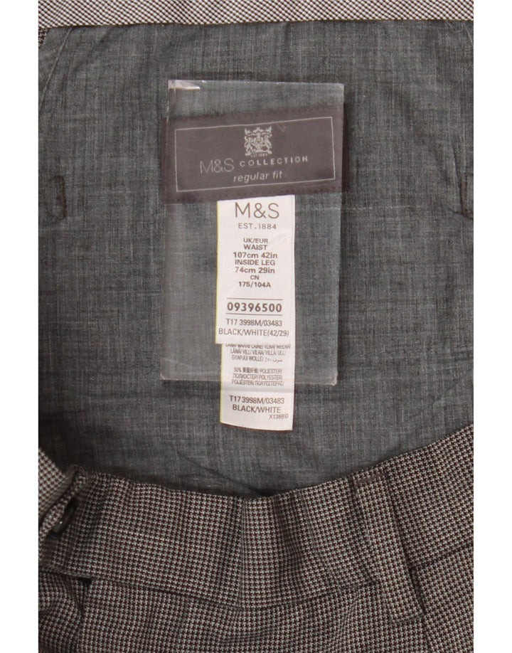 Marks & Spencer Herre Regular Fit Suit Bukser W42 L29 Black Houndstooth