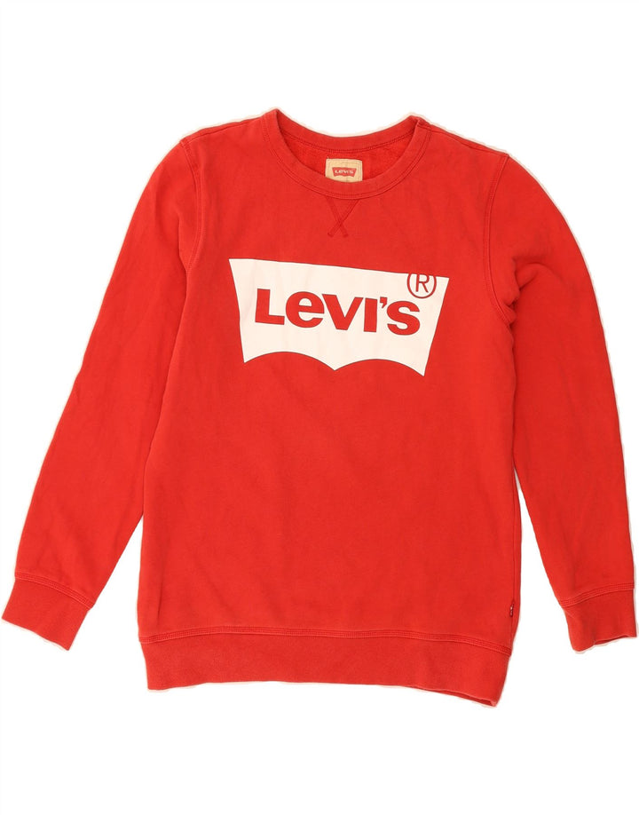 LEVI'S Boys Graphic Sweatshirt Jumper 15-16 Years Red Cotton Vintage Levi's and Second-Hand Levi's from Messina Hembry 