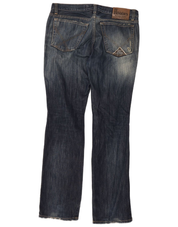 Roy Rogers Dame nødlidende højtaljet Bootcut Jeans IT 48 XL W34 L34 Blå
