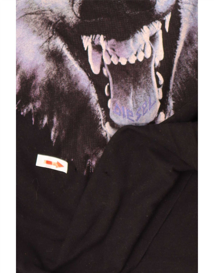 Diesel Herre Grafisk T-Shirt Top Medium Sort Bomuld
