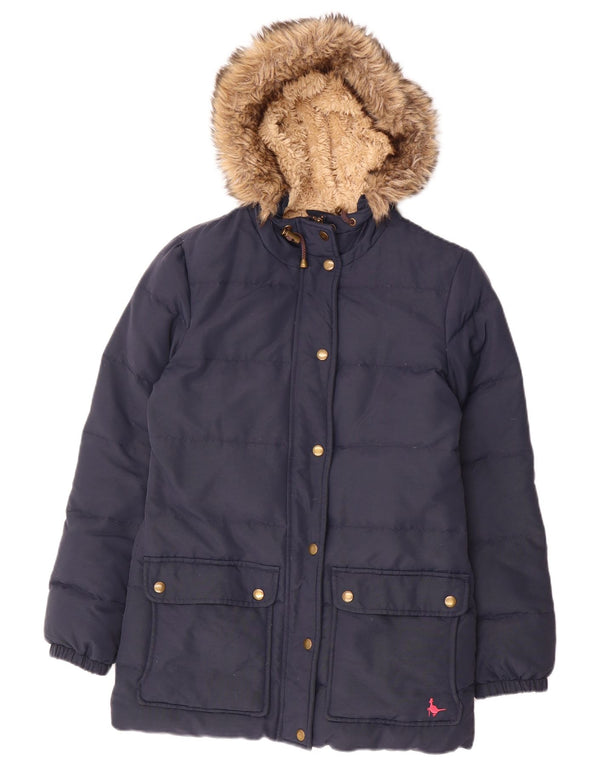 Jack Wills Dame Hætte Sherpa Polstret Jakke UK 8 Small Navy Blue Nylon
