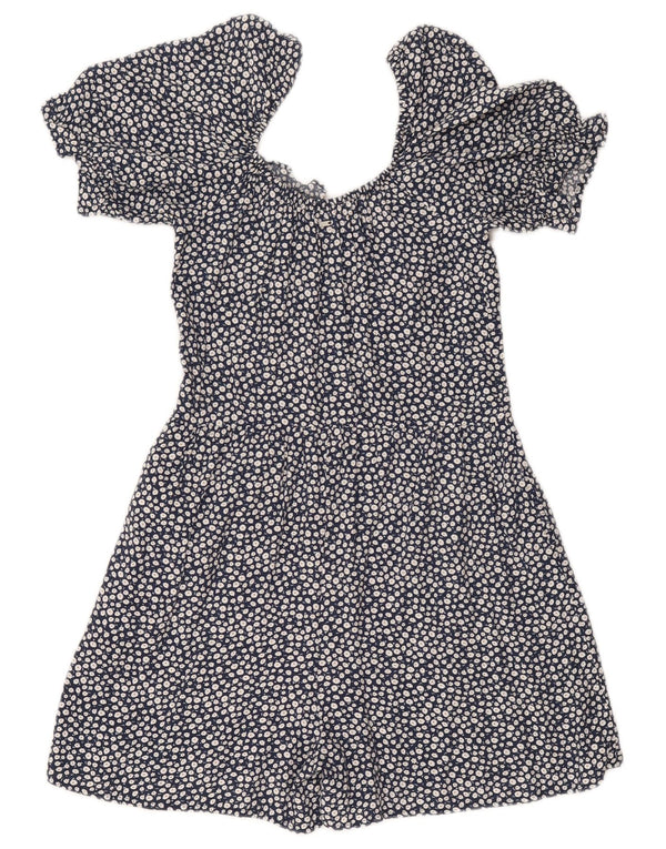 SUPERDRY Dame Playsuit UK 8 Small Navy Blue Floral Viscose