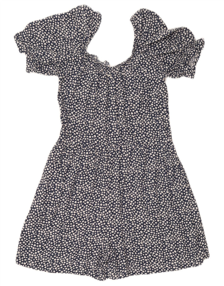 SUPERDRY Dame Playsuit UK 8 Small Navy Blue Floral Viscose