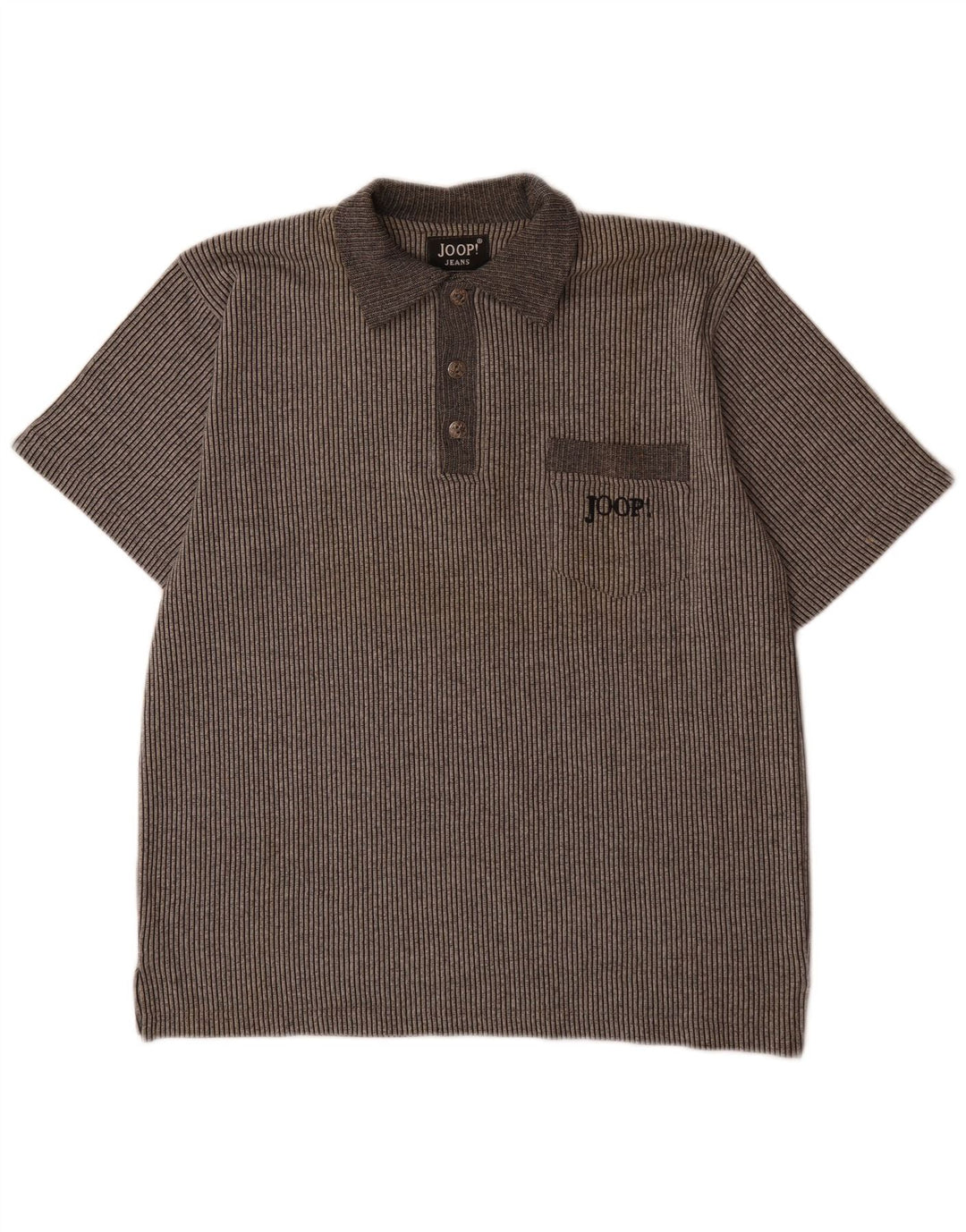 Joop Herre Polo Shirt Medium Grey Pinstripe Bomuld