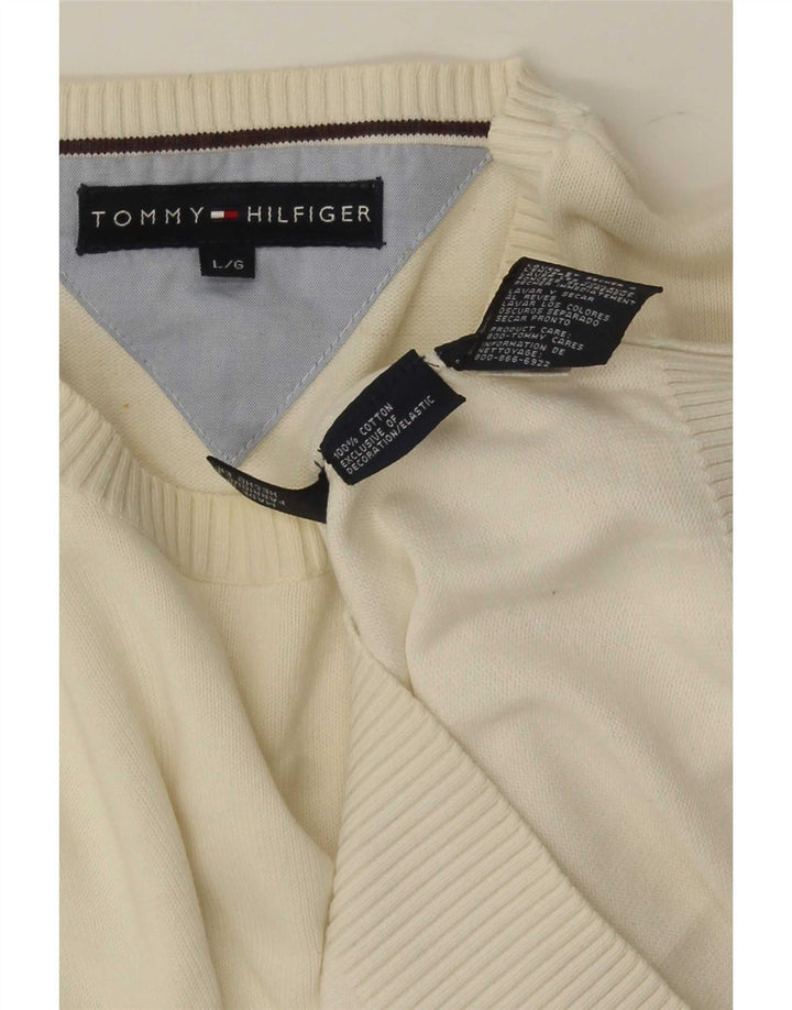 Tommy Hilfiger Herre Crew Neck Jumper Sweater Stor Hvid Bomuld