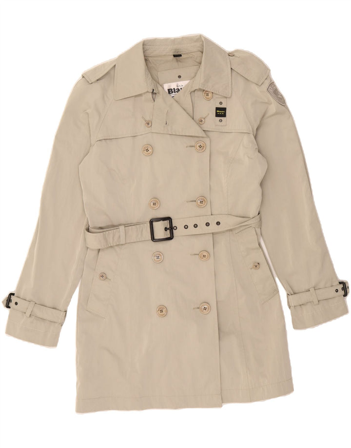 BLAUER Womens Trench Coat UK 14 Large Beige Polyester Vintage Blauer and Second-Hand Blauer from Messina Hembry 