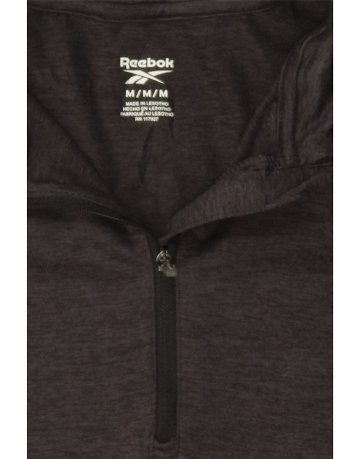 REEBOK Womens Zip Neck Pullover Tracksuit Top UK 12 Medium Black Polyester Vintage Reebok and Second-Hand Reebok from Messina Hembry 