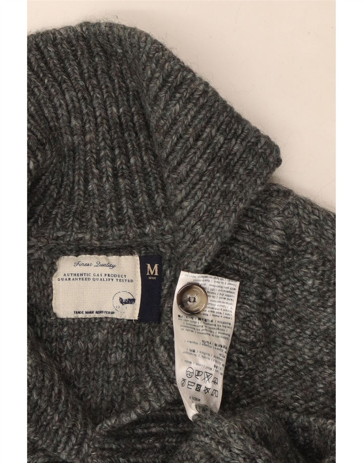 Gas Herre Polo Neck Jumper Sweater Medium Grey Flecked Wool