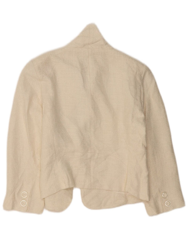 Hobbs Dame 3/4-ærmet blazerjakke UK 14 Medium Off White Viscose