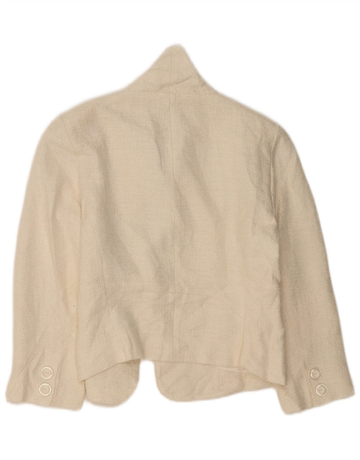 Hobbs Dame 3/4-ærmet blazerjakke UK 14 Medium Off White Viscose