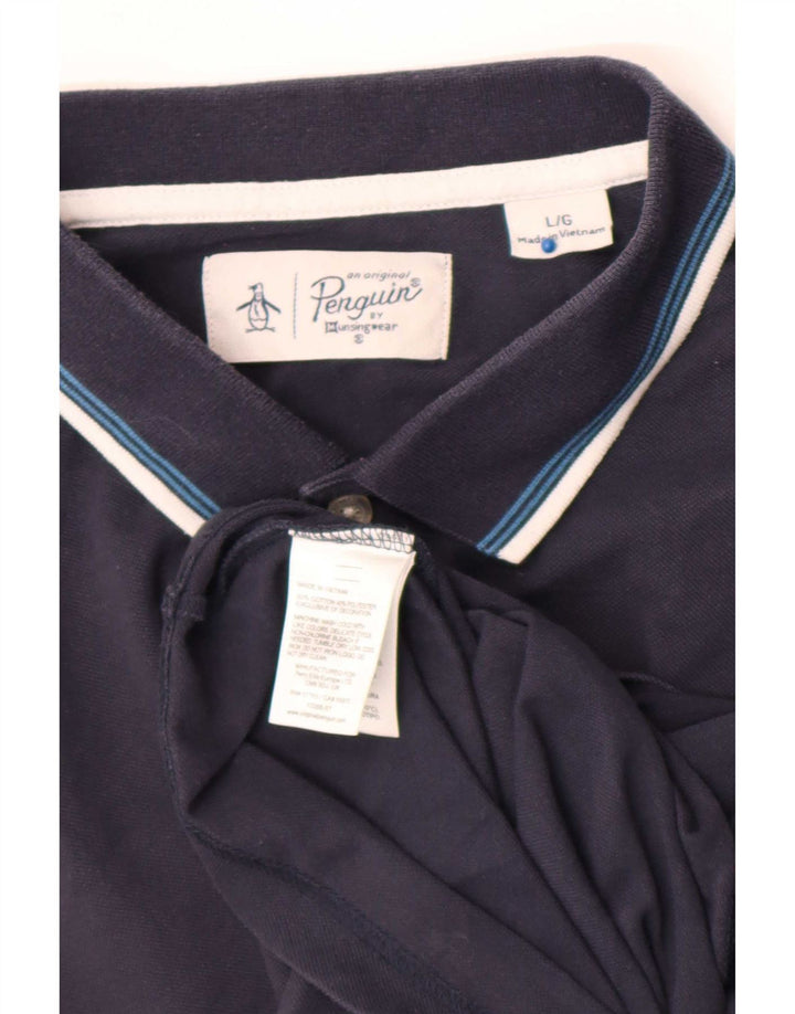 Penguin herre poloshirt Stor marineblå stribet bomuld