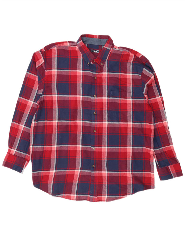 Izod Flanelskjorte til mænd 2XL rød ternet bomuld