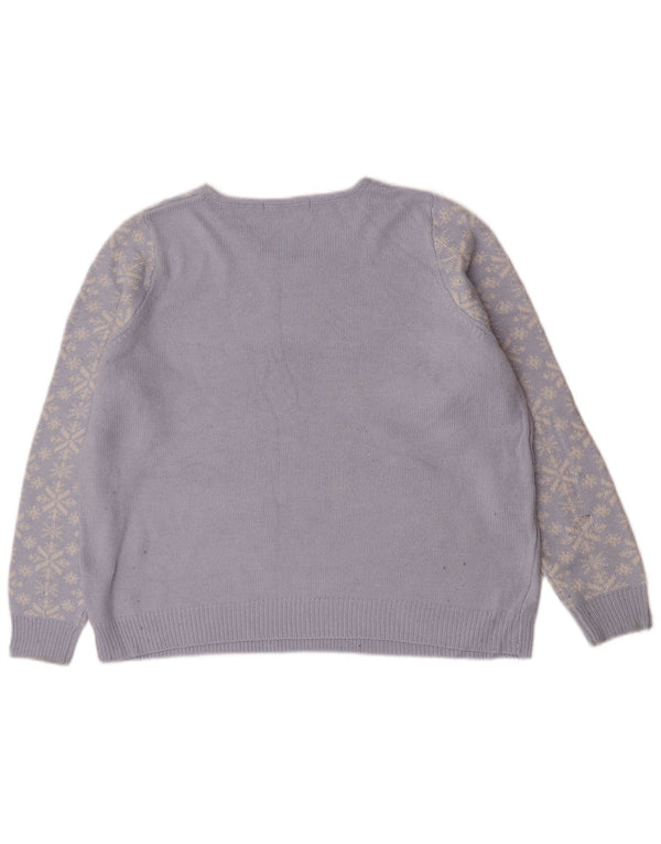 Marks & Spencer Dame grafisk rund hals sweater UK 16 Large Blue