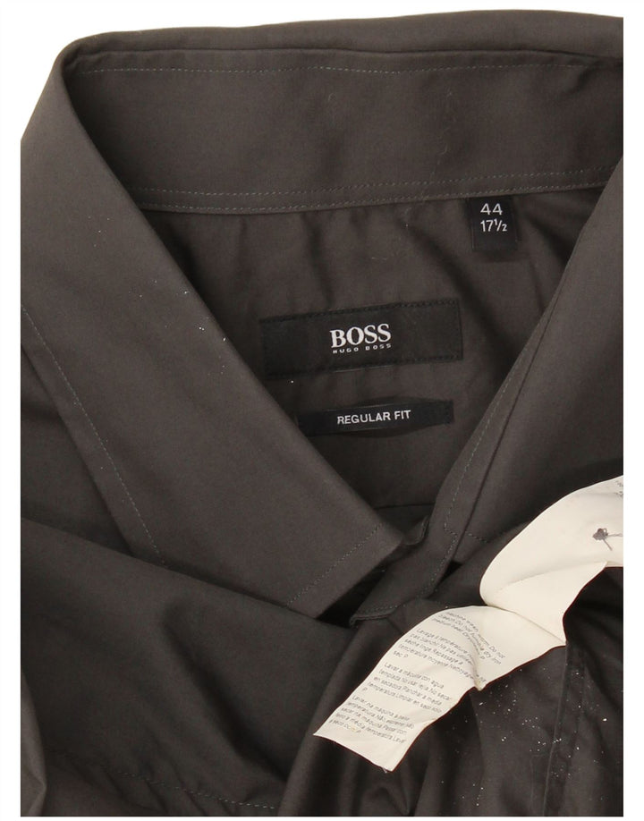 HUGO BOSS Herre Regular Fit skjorte str. 44 17 1/2 XL Grå Bomuld