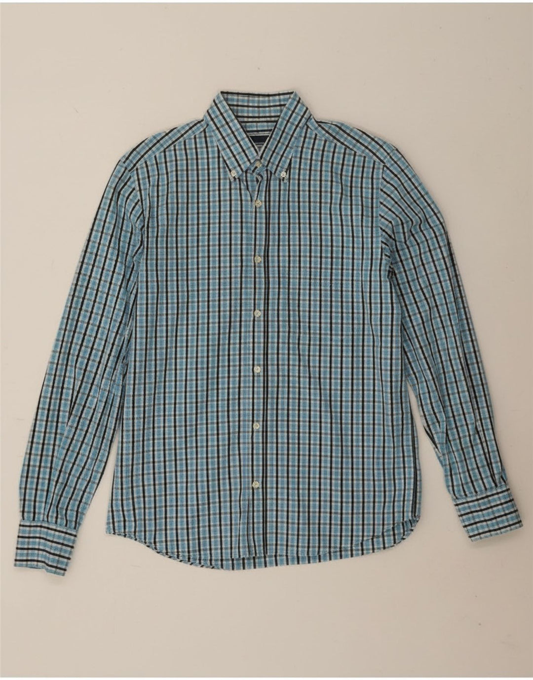 Sergio Tacchini herreskjorte mellemblå ternet bomuld