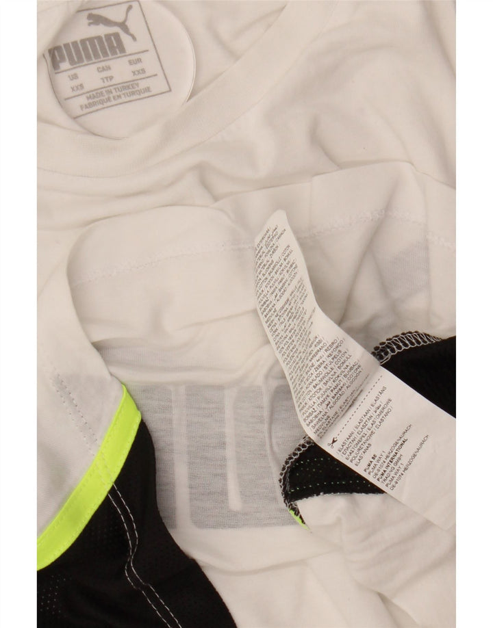 PUMA Womens Crop Oversized grafisk T-shirt top UK 2 2XS Hvid Colourblock