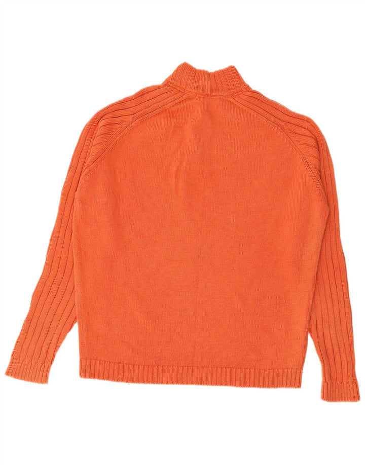 MASSIMO DUTTI Herre Button Neck Jumper Sweater Stor Orange Bomuld