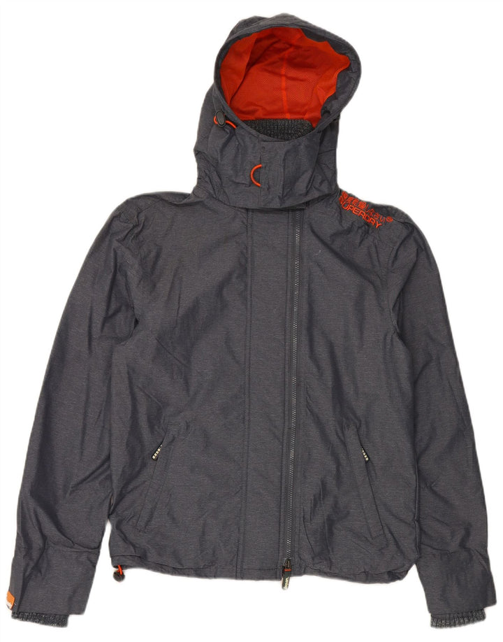 SUPERDRY Herre Windcheater Hættevindjakke UK 36 Small Grey Nylon