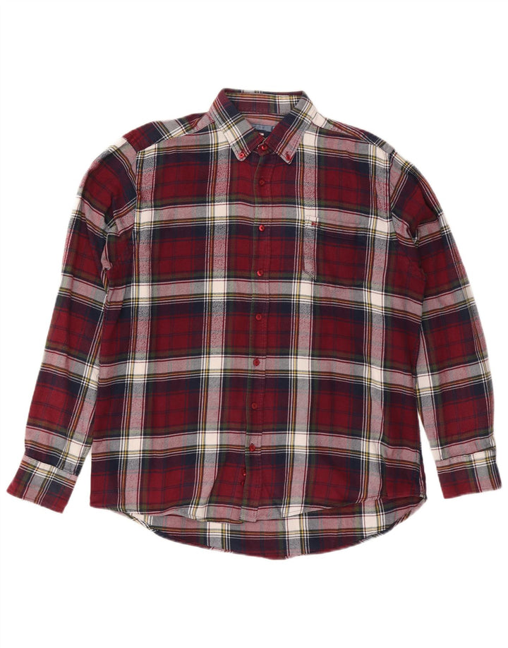 COMMANDER Herre flannelskjorte str. 41/42 Large Bourgogne ternet bomuld