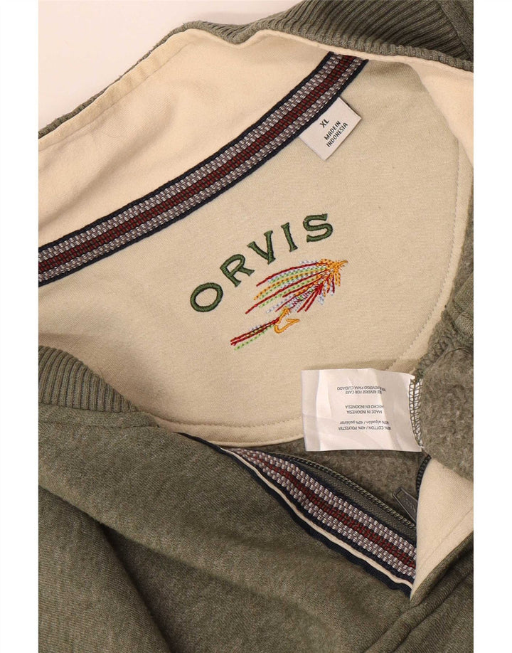 Orvis Sweatshirt med lynlås til mænd XL Khaki Bomuld