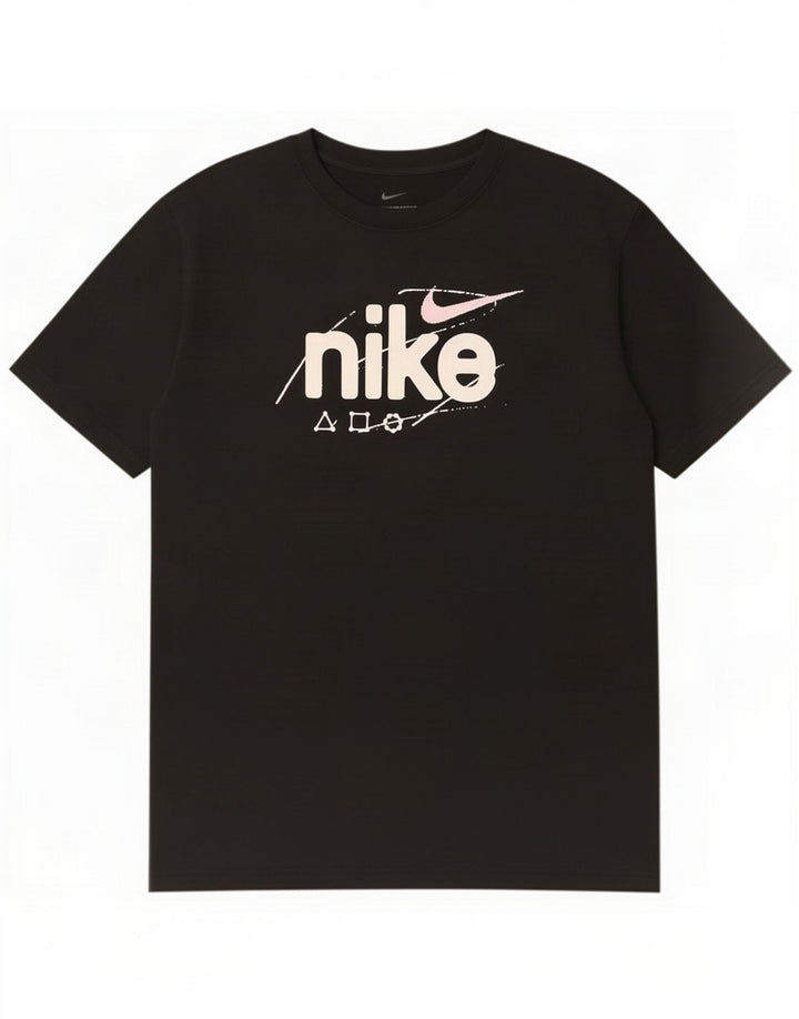 Nike grafisk T-shirt top til mænd, stor sort polyester