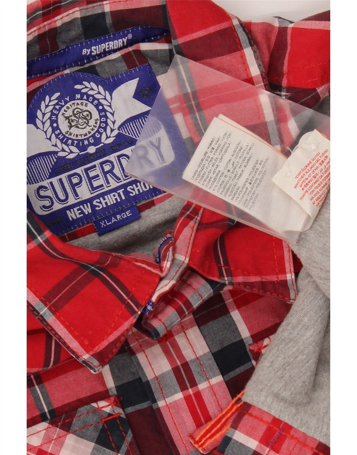 Superdry herreskjorte XL rød plaid bomuld