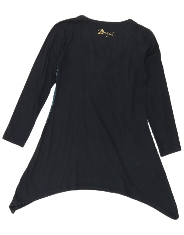 Desigual Dame Grafisk Asymmetrisk Tunika Top UK 10 Small Black Floral