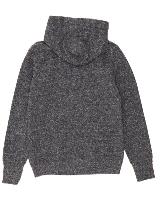 SUPERDRY Womens Graphic Hoodie Jumper UK 14 Medium Grey Flecked Cotton