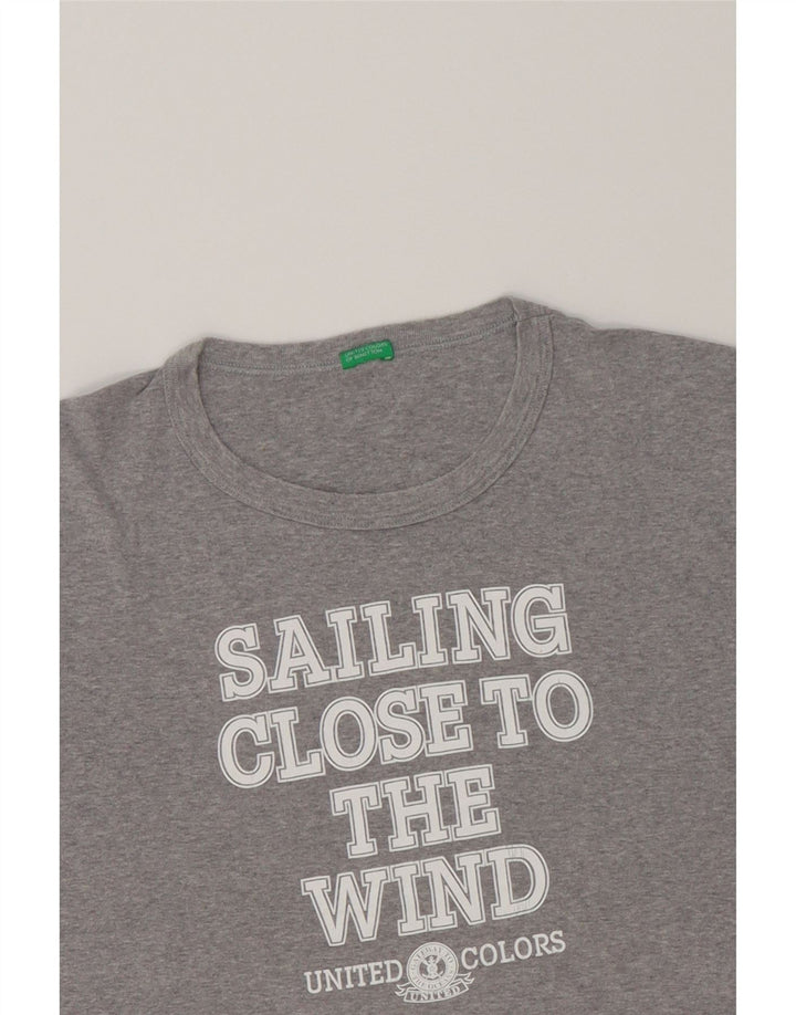 BENETTON Mens Graphic T-Shirt Top Medium Grey Vintage Benetton and Second-Hand Benetton from Messina Hembry 